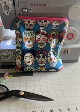 Frida Colorful Sugarskull Handmade Makeup Bag NWOT