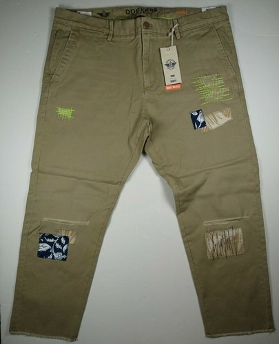 DOCKERS Alpha Khaki Beige Crop Patch 