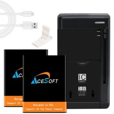 2 x 1950mAh Extra Battery Charger Cable f Alcatel Lively Jitterbug Flip 2 4053S