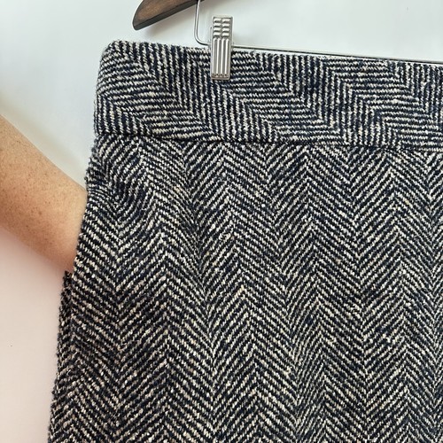 NWT Banana Republic Olinda Herringbone Mini Skirt Sz 18 Cross Blue Pockets Lined - Picture 7 of 13