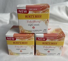 Burts Bees Truly Glowing Night Cream - Dry Skin Unisex 1.8 oz, White 3 Pack 