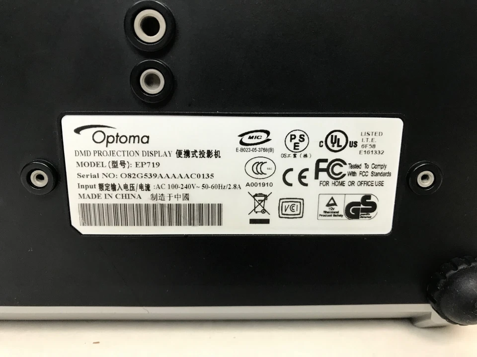 OPTOMA EP719 DLP DMD PROJECTION DISPLAY  PROJECTER  713 HOURS **NO REMOTE** - Image 4 of 4