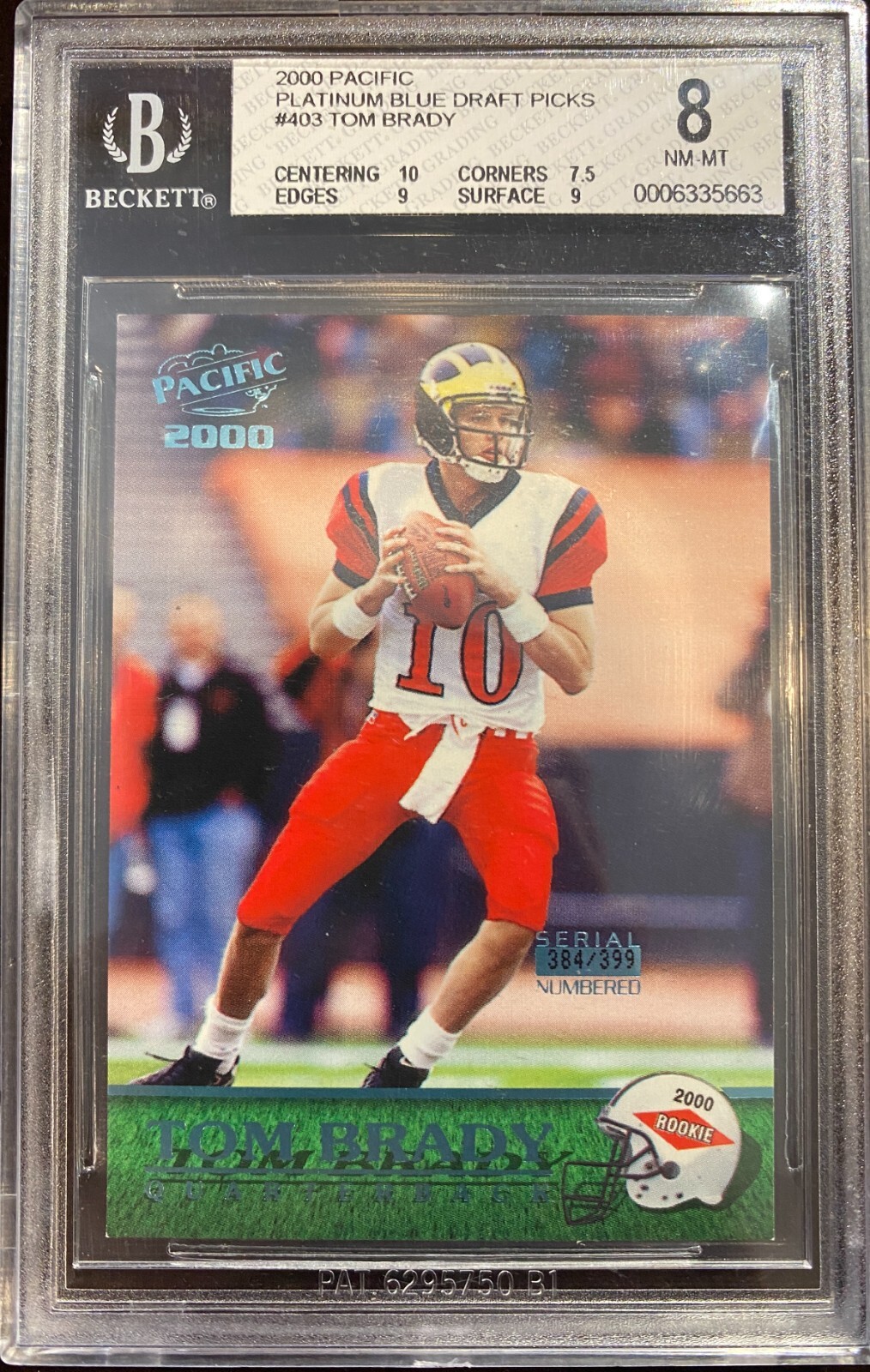 Tom Brady Pacific #403 Platinum Blue Draft Picks