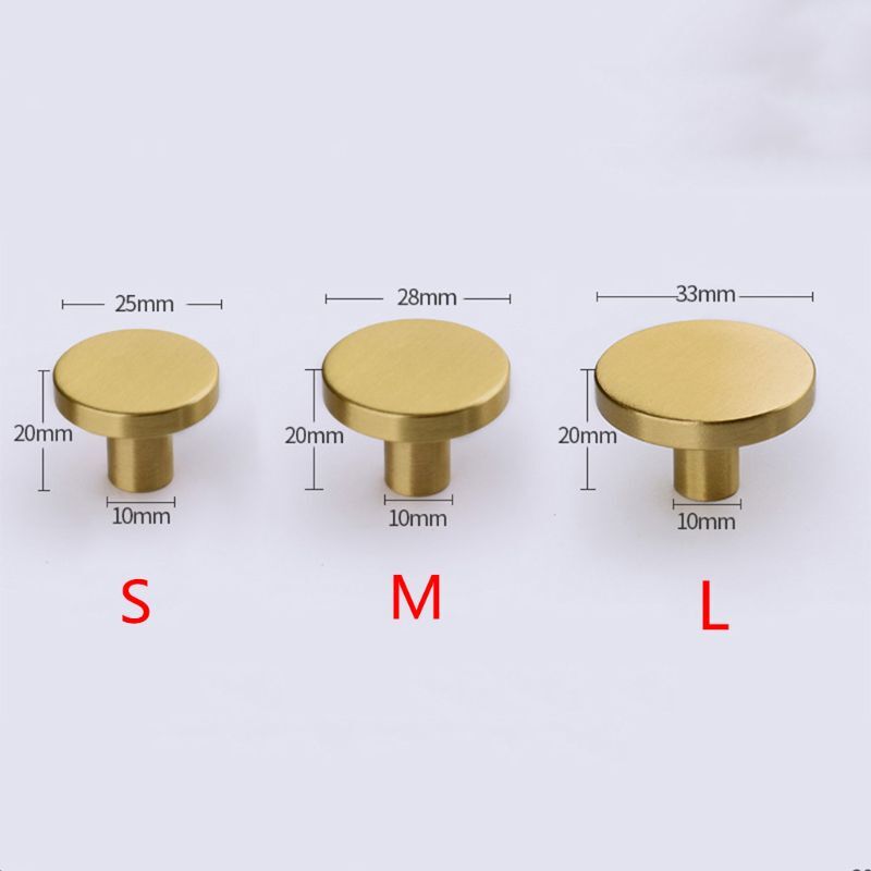 Round Brass Drawer Pulls Handles Dresser Door Knob Home Kitchen