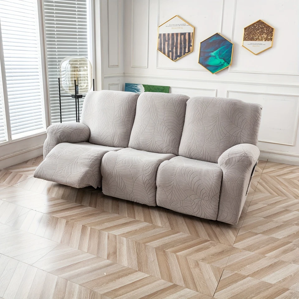 Waterproof non-slip leaf jacquard stretch recliner sofa cover protection - Image 3 of 4