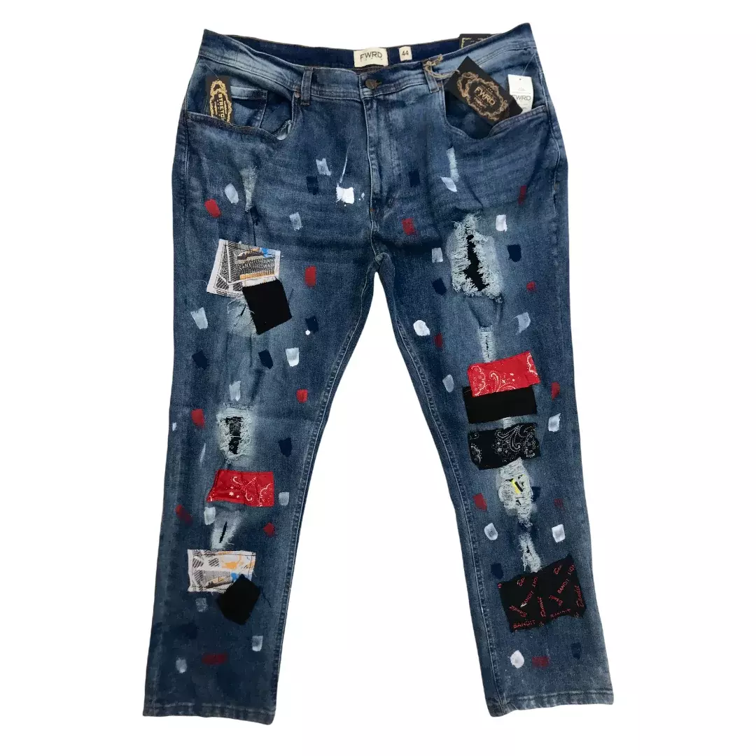 Big Tall FWRD DENIM CO. Bandit Patchwork Denim Jean eBay