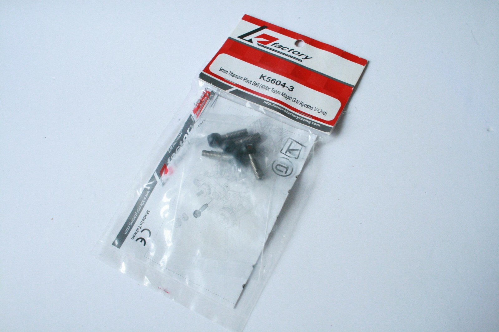 K-Factory 9mm Titanium Pivot Balls (4) For Team Magic G4 Kyosho V-One - K5604-3