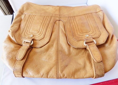 The Sak Tan Leather Messanger Bag Fold Over Pocket Purse Dual Front Pocket - Picture 10 of 12