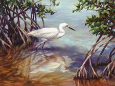 Ceramic Backsplash Tile Mural Waterfowl Bird - Heron Walking on Water