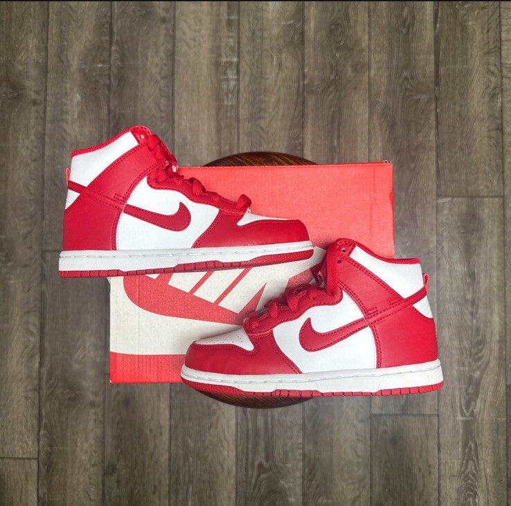 🔥Nike Dunk High (PS) 'Championship Red' White Red (DD2314-106) PS