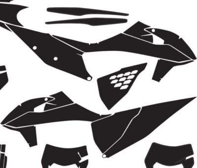 GRAPHICS TEMPLATE KTM EXC XC XCF 2020 - 2021 Vector AI PDF Scale 1: