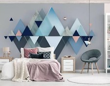 3D Blue Triangle G16723 Wallpaper Wall Murals Removable Self-adhesive Honey