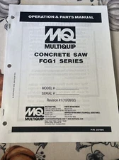 Multiquip FCG1 Concrete Saw Instruction Parts Manual Maintenance Book Service