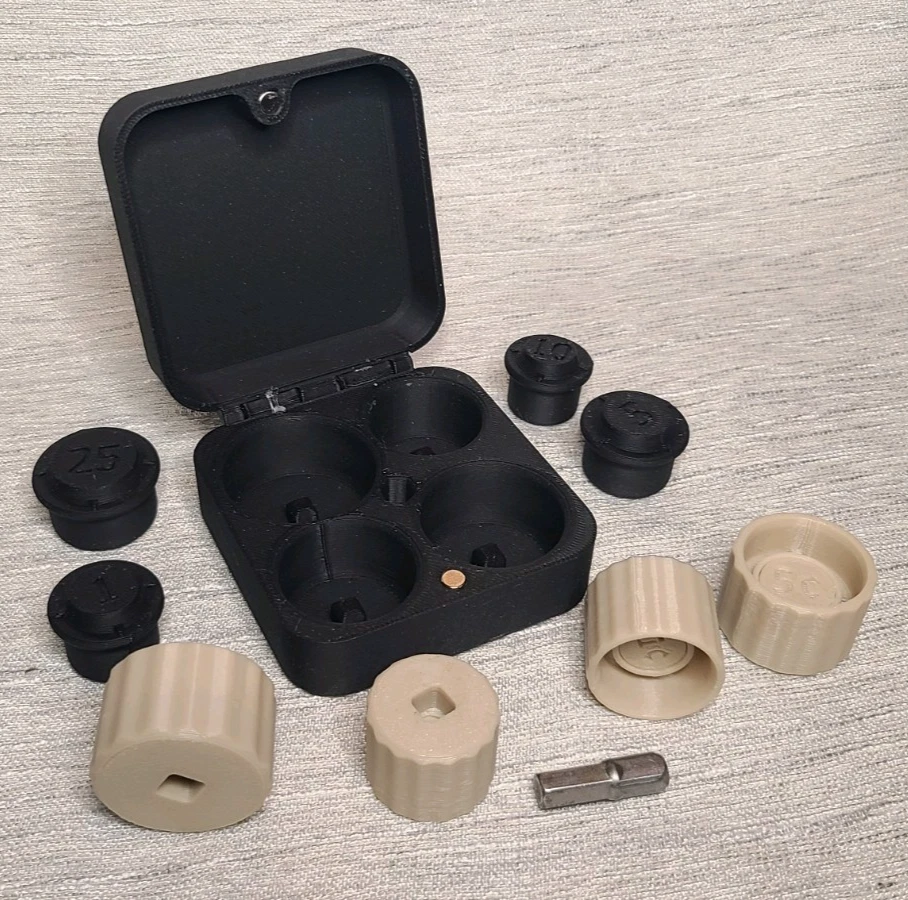 Juego de prensado de extremo de rollo de moneda de 10 piezas con lengüetas de prensado de acero. Incluye broca de accionamiento de 1/4" Foto 3 de 4