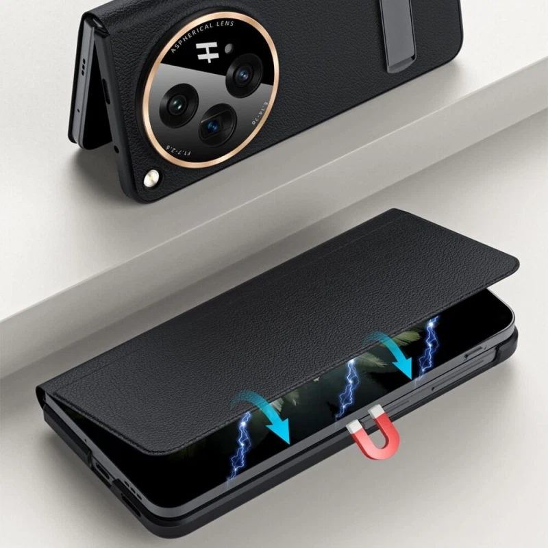 Luxury For OnePlus Open Shockproof Magsafe Lychee Pattern Leather Case Cover - Image 4 of 4