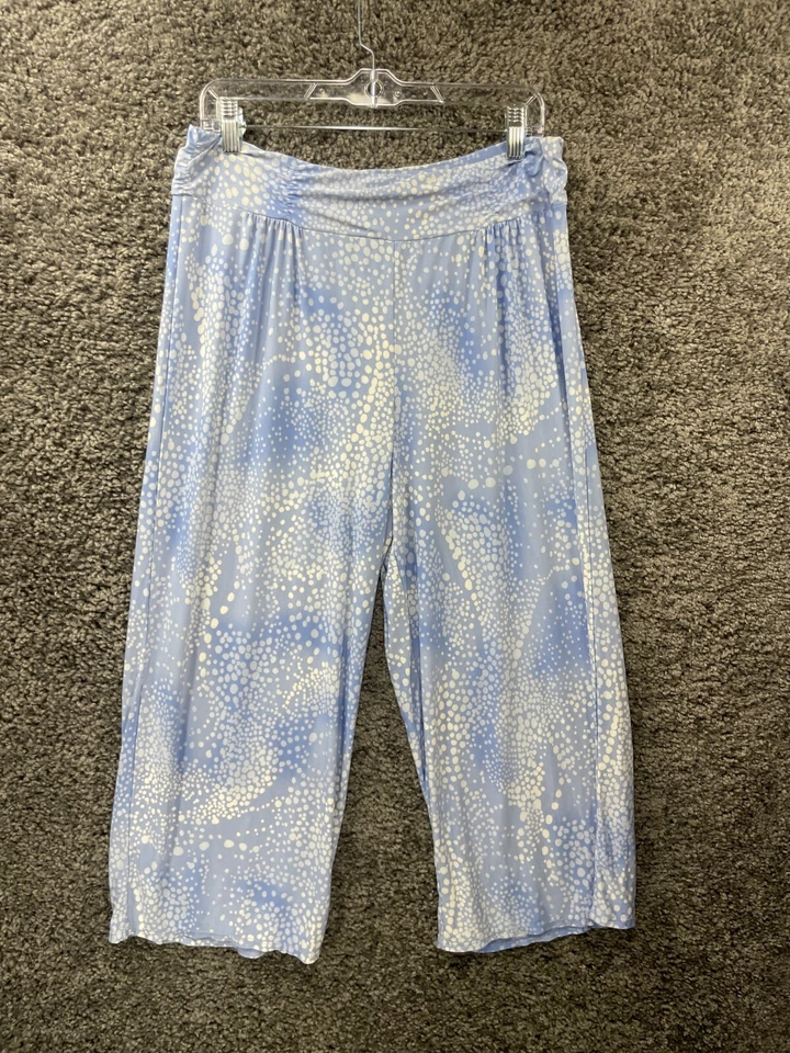 Alfani Pajama Pant Women XL Blue Light Green Printed Polyester Wide Leg Lot of 2 - Image 3 of 4