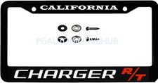 License Plate Frame Black Stainless Steel Vinyl Lettering For Charger Rt