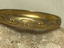 Small Etched Childs Bangle Gold Filled Bracelet Jewelry Dots Swoops Wristlet