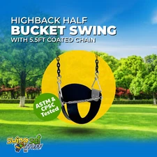 Swing Set Stuff Inc. Half Bucket (Black) with 5.5 ft. Coated Chain 0047
