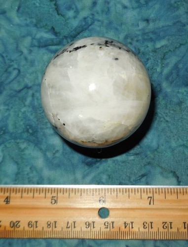 Sfera pietra di luna arcobaleno supporto argento NUOVO 50,33 mm 6,5 oz illuminazione spirituale - Foto 6 di 6