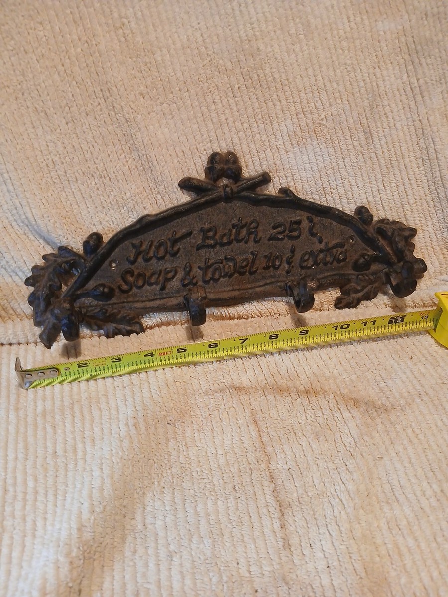 Vintage Hot Baths 25 Cents Bathroom Hook Towel Holder Wall Sign Washroom Decor Vintage Hot Baths 25 Cents Bathroom Hook Towel Holder Wall Sign Washroom Decor
