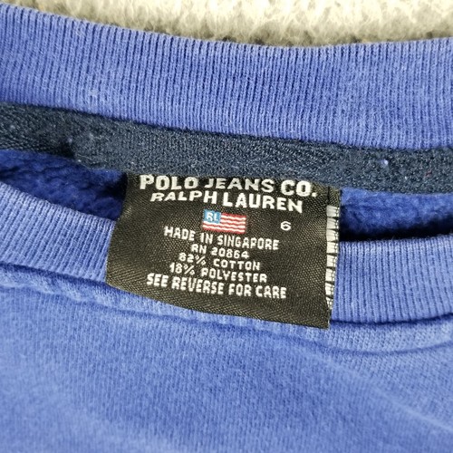 Vintage Polo Jeans Company Ralph Lauren Spell Out Flag Sweatshirt 15X18 Youth 6 - Picture 3 of 9