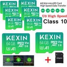 5Pack Micro SD 64GB SDXC USH-1 U3 TF Memory Cards with Adapter For Camera