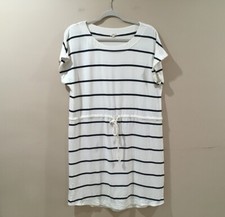 J.Crew Women’s L Stripe Dress White Navy Nautical Basic Coastal New 49554