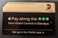 Pay Along the  4 5 6 - NYC MetroCard, Expired-Mint Condition