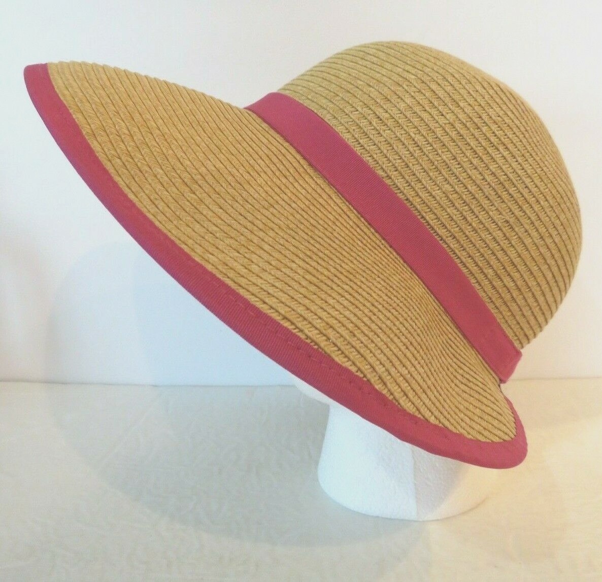 Womens SUN N SAND Summer Sun Hat One Size Fits Most  Wide Brim Beige Pink Beach 