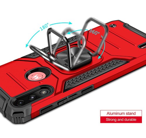 Case for Motorola Moto E7i Power Phone Cover Magnetic Ring Holder Red - Picture 4 of 6