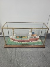 Vintage Danish Coaster MV Ulla Balling R&oslash;dby 1971 Ship Model In Glass Case