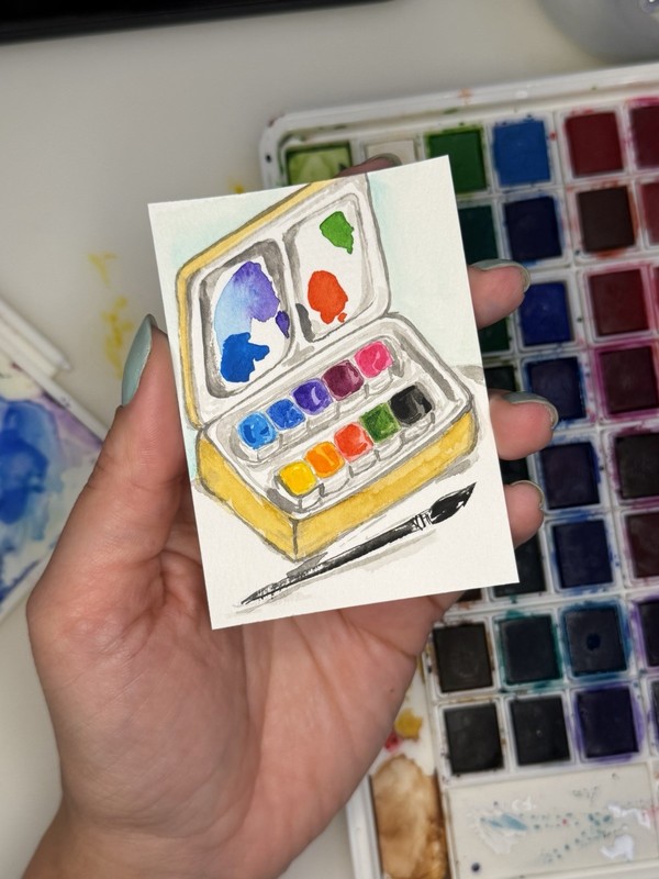 ACEO Original Watercolor Painting 2.5x3.5in/ Watercolor Set/ Mini art