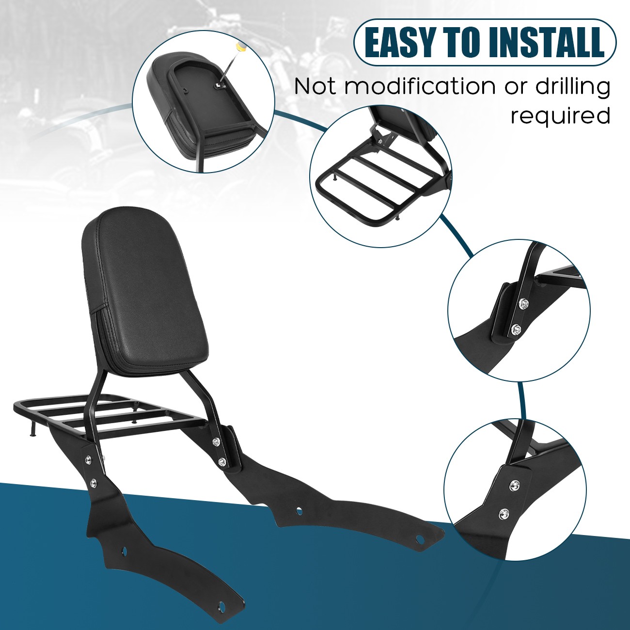 Fits For Yamaha V-Star 400 650 1996-2017 Black Rear Sissy Bar Passenger Backrest