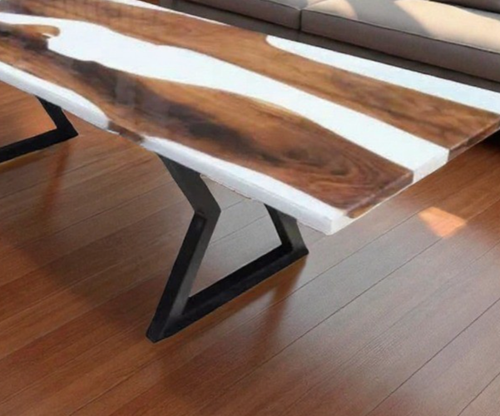 48"x24" Made To Order White Epoxy Resin Wood Table Top Live edge Home Furniture - Picture 2 of 9