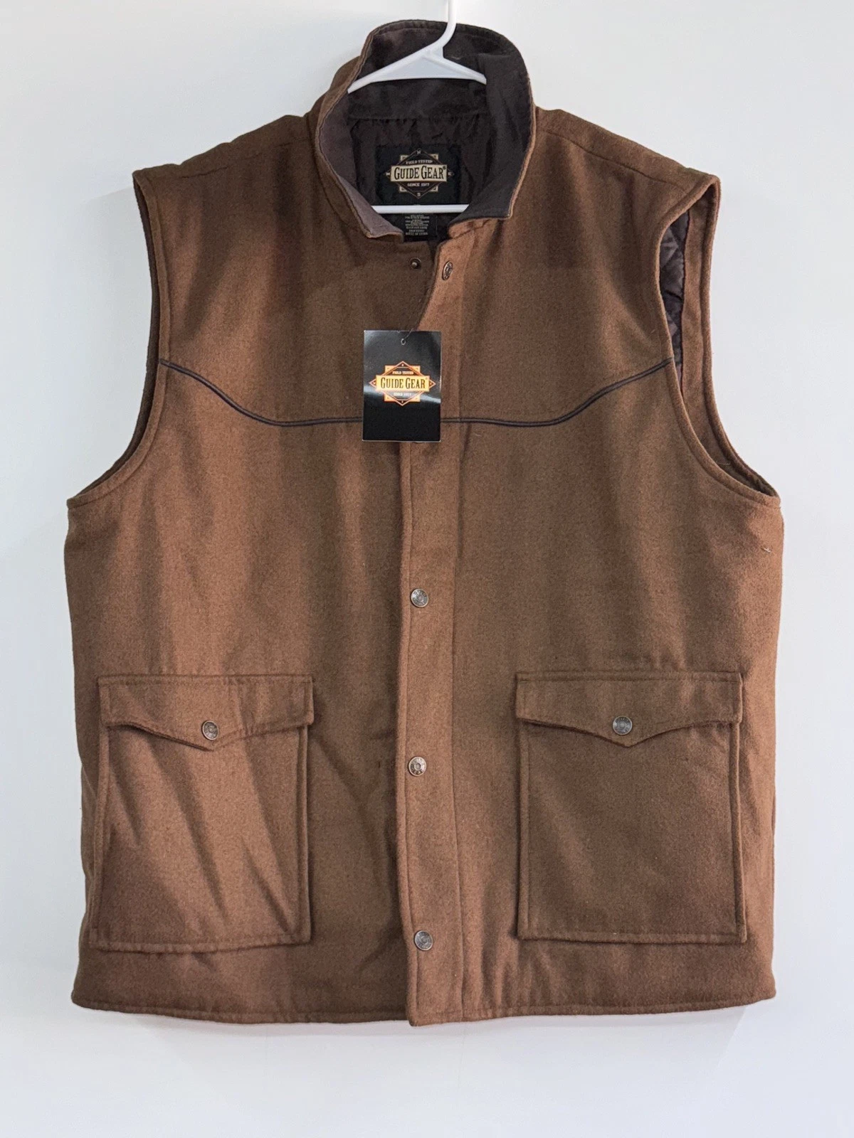 Guide Gear Men’s Vest Brown Leather Hunting Fishing Hiking Utility Size XXL