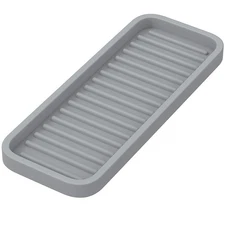 ZAPPOWARE Silicone Kitchen Sink Caddy Sponge Holder 9x3.5 (1-pack) Gray - Bat...