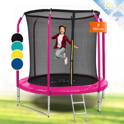 Trampolin Kinder Garten Outdoor Set 2,5m Ø Netz max. 120kg Sicherheitsnetz pink