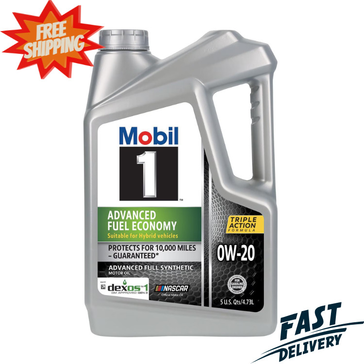 Mobil 1 Full Synthetic Motor Oil 0W-20 Advanced Fuel Economy, 5 Quart, New