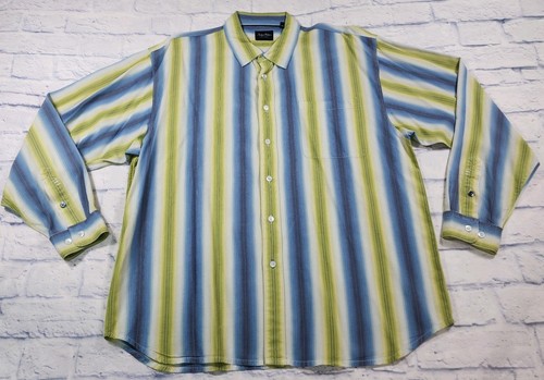 Indigo Palms Tommy Bahama MENS SIZE XL Button Blue Green Shirt Tencel Striped - Picture 2 of 15