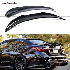 FOR 14-24 INFINITI Q50 GLOSS BLK V2 REAR ROOF WING & PSM DUCKBILL TRUNK SPOILER