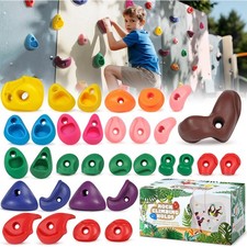 TOPNEW 32 Rock Climbing Holds Multi Size for Kids, Adult 32 Pcs-multicolor