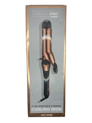 InfinitiPRO Conair 1.5  Rose Gold Titanium Curling Iron Soft Waves Open Box