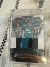 Rookie Card Gardner Minshew Game Worn Jersey Card. rookie card picture