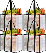 4 Pack Reusable Grocery Bags, Heavy-Duty Shopping Bags with Sturdy Handles