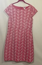 Old Navy Pink Embroidered White Floral Dress Size 12 Cap Sleeve Zip Back Flare