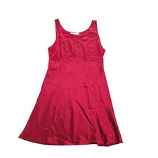 Vintage Oscar de la Renta Pink Label Burgandy Slip Dress Small Satin Lace Fem
