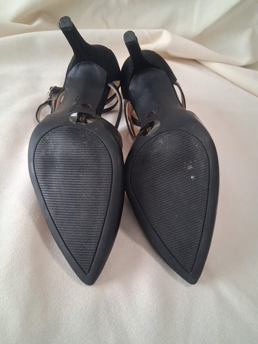 Liz Claiborne Elegant Triple Ankle Strap Black Heels Back Zip Size 8 - Picture 14 of 16
