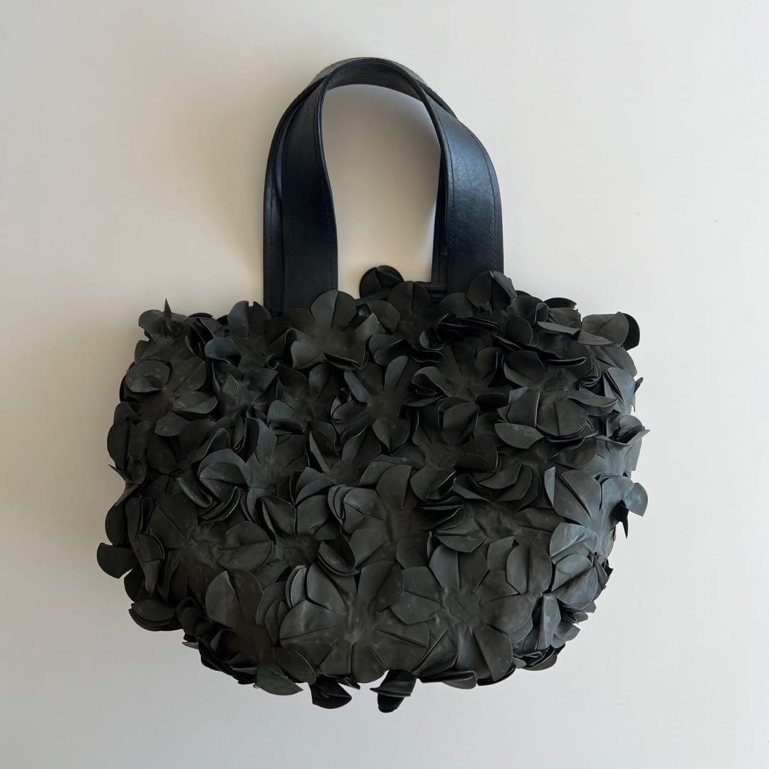 Comme des Garcons Flower Rubber Tote Hand Bag color Black fashion goods women