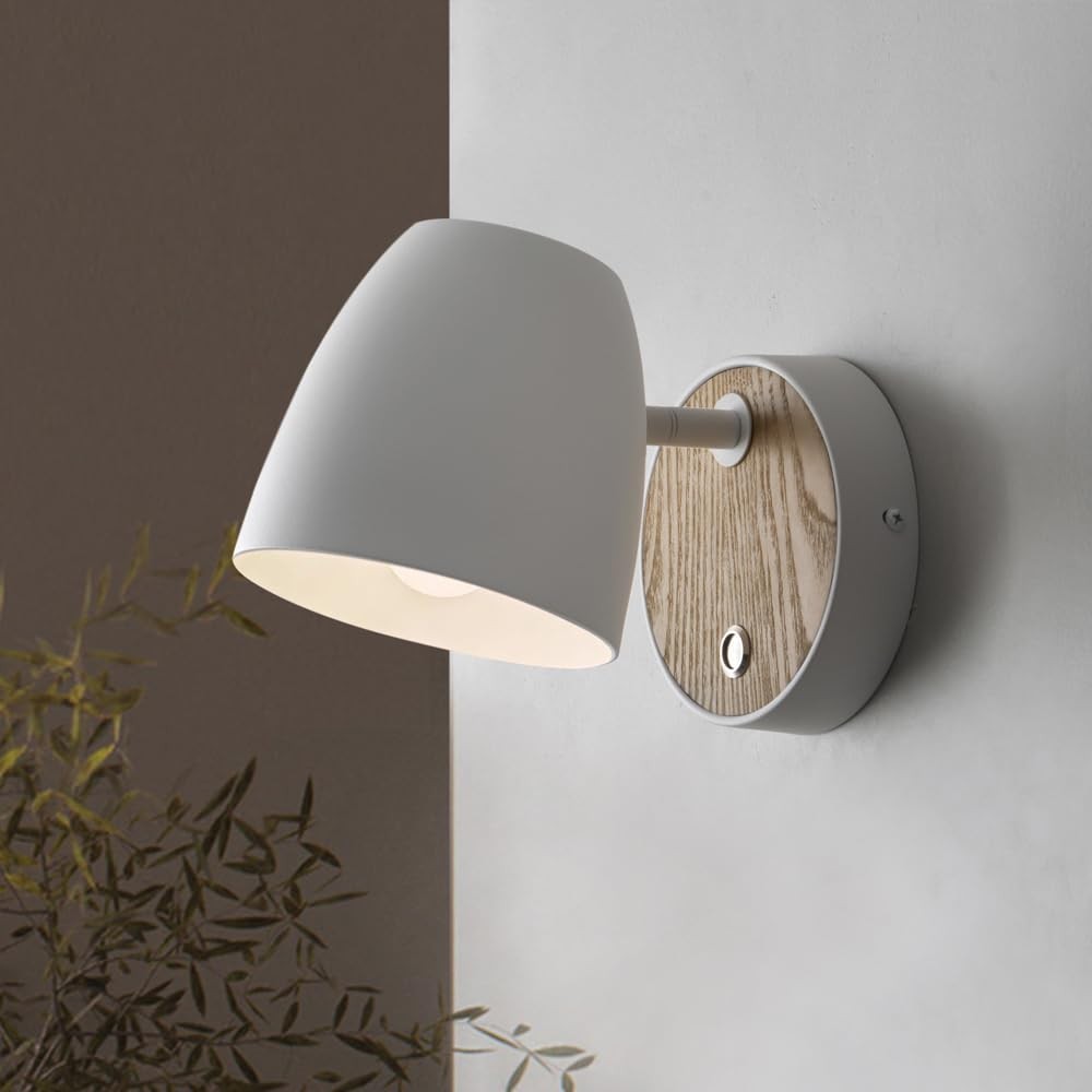 Applique Bianca Vintage Legno E27 | Lampada Parete Interruttore Casa